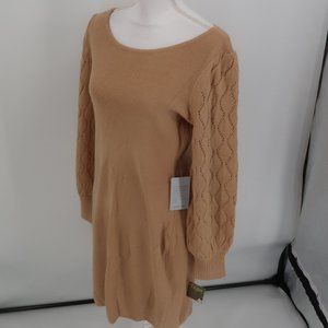 Taylor Camel Colored Long Sleeve Sweater Dress Size Large NWT
